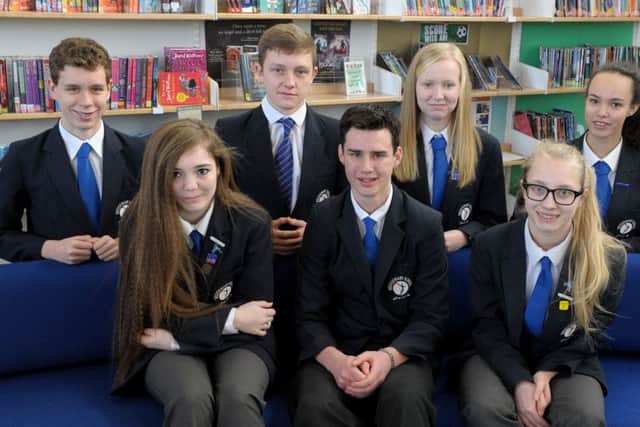 L-R Brittany Davidson 15, Jack Hazzard 15, Cameron Moore 16, Chris Cooledge 16, Olivia Hillan 16, Emma Medhurst 14 and Olivia Eldred, 16