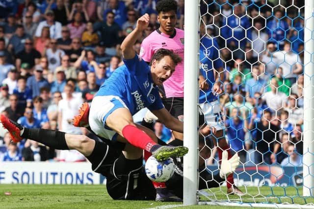 Kal Naismith goes close for Pompey Picture: Joe Pepler