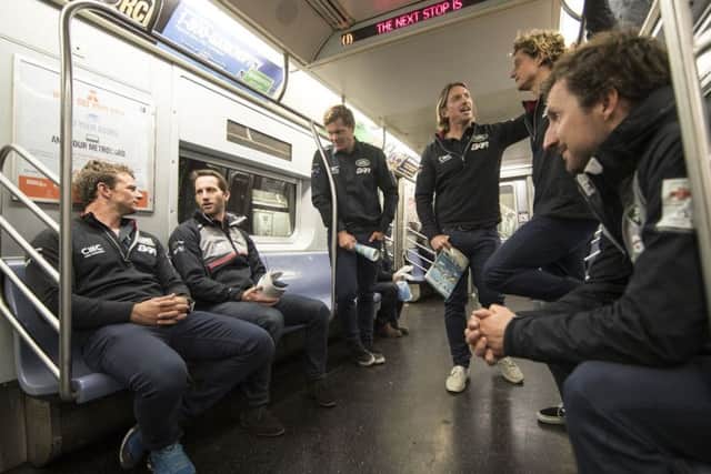 The Land Rover BAR team struggled with the conditions on the Hudson yesterday Picture: Lloyd Images