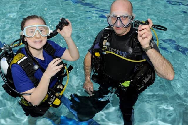 Reporter Ellie Pilmoor with Jim Fuller, open water instructor from Cosham