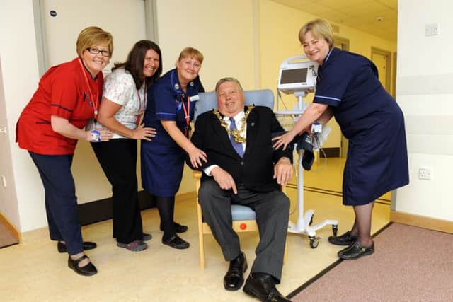 From left, head of nursing Ruth Carter, Choc business manager  Katie Beel, sister Heather Narey, The Lord Mayor of Portsmouth Cllr Frank Jonas, and matron Jane Blake Picture: Malcolm Wells (160509-5348)