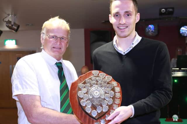 Jason Prior picks up an award for being the Rocks' top scorer at the recent club awards night / Picture Tim Hale