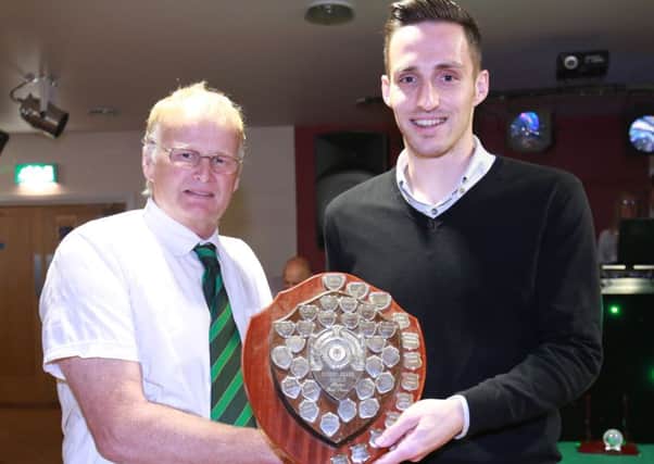 Jason Prior picks up an award for being the Rocks' top scorer at the recent club awards night / Picture Tim Hale
