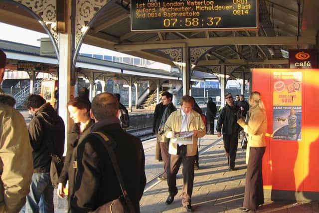 Commuters at Fratton railway station