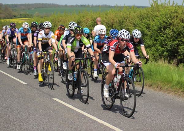 Victoria Lovett leads the peloton in Lincolnshire