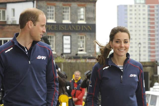 The Duke and Duchess of Cambridge visit the Land Rover BAR headquarters on The Camber at Old Portsmouth in July 2015  Picture: Malcolm Wells
