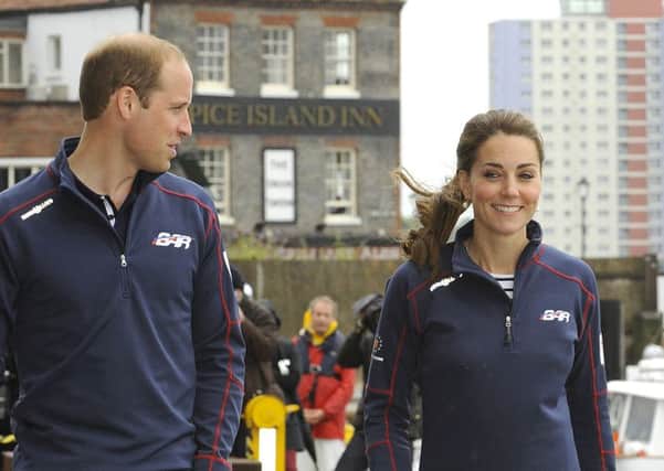 The Duke and Duchess of Cambridge visit the Land Rover BAR headquarters on The Camber at Old Portsmouth in July 2015  Picture: Malcolm Wells
