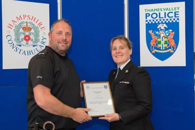 PC Chris Powling with Chief Superintendent Lucy Hutson