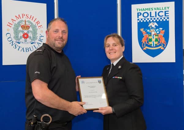 PC Chris Powling with Chief Superintendent Lucy Hutson