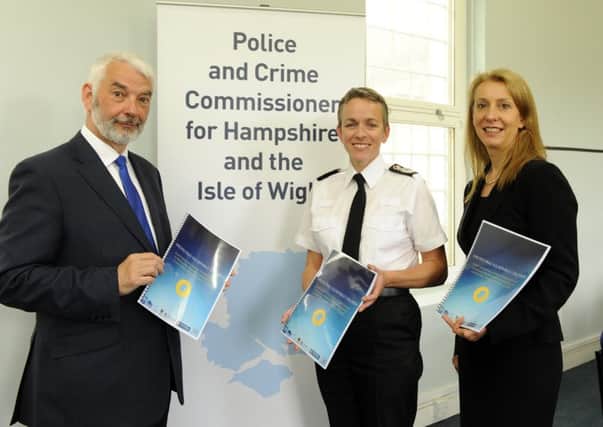 From left, Hampshire Police and Crime Commissioner Michael Lane with chief constable Olivia Pinkney, and Kate Brown, the chief crown prosecutor for the CPS in Wessex

Picture: Malcolm Wells (160611-5423)