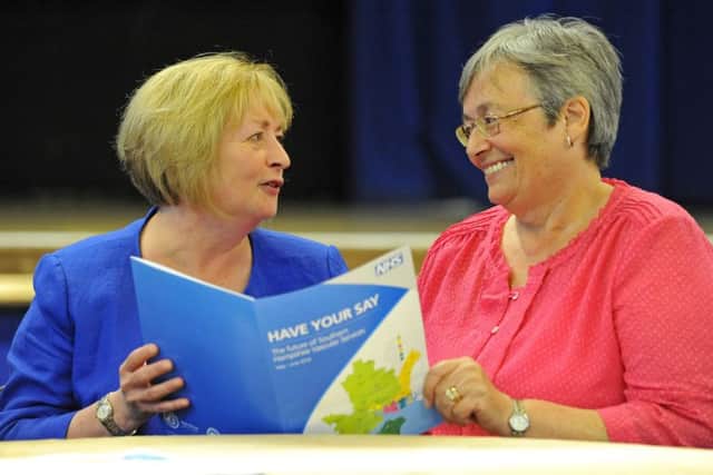 Pauline Swan, the vascular programme manager with NHS England South Wessex, left, chats to Suzanne Pepper from The Gosport Older Persons Forum  
Picture: Malcolm Wells (160511-3201)
