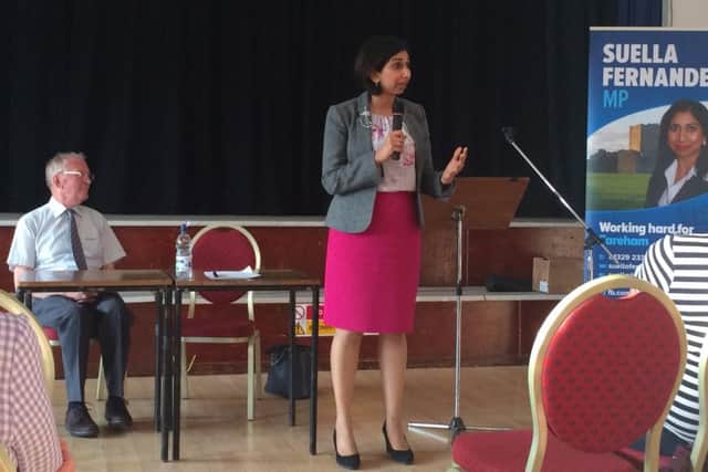 Fareham MP Suella Fernandes held her first town hall meeting at Victory Hall in Warsash

last night