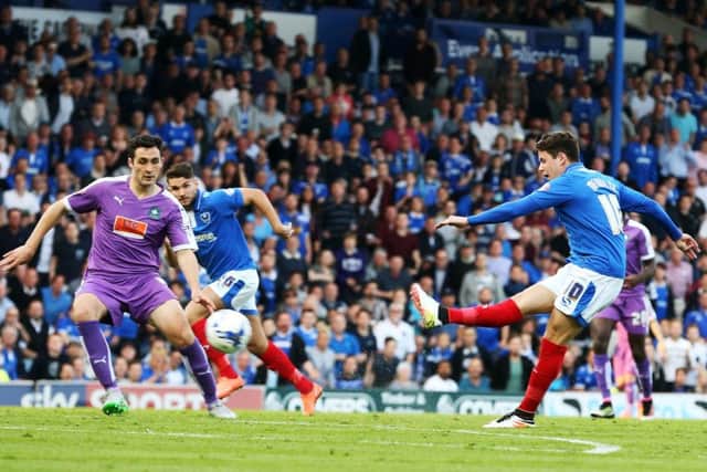 Marc McNulty opens the scoring. Picture: Joe Pepler
