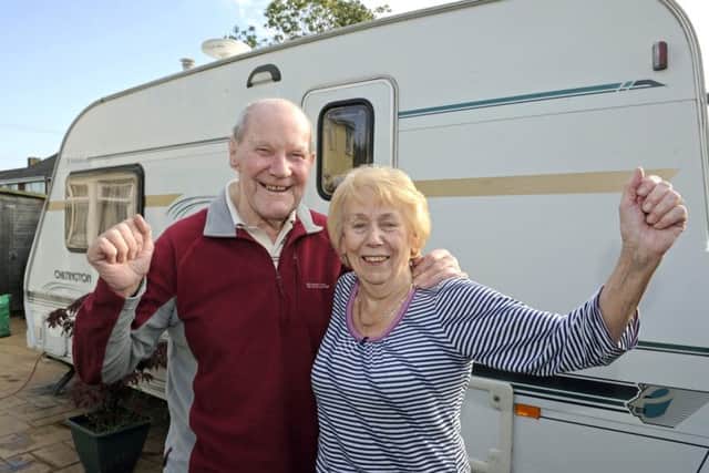 David and Dorothy Simmonds from Fareham celebrate after the News helped them to get their Saga caravan insurance sorted out in 2014.
Picture: Ian Hargreaves (141137-3)
