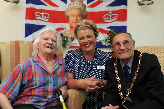 The Mayor of Gosport Councillor Keith Farr with Canford Manor resident Tess Jenkins and manager Angie Hooper Picture: Ian Hargreaves (160696-2)