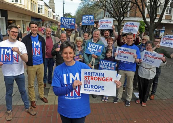 Portsmouth South MP Flick Drummond with supporters of the Remain campaign, in Palmerston Road, Southsea 
Picture: Ian Hargreaves (160692-1)