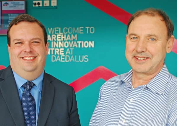 Oxford Innovation's regional manager Stephen Brownlie, left,  with Peter Eales, from MRO Insyte