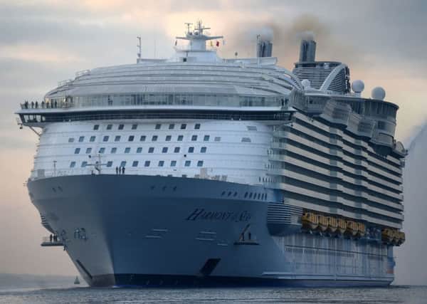 The world's largest passenger ship, MS Harmony of the Seas, owned by Royal Caribbean, docks on arrival in Southampton ahead of  her maiden cruise. 
Picture: Andrew Matthews/PA Wire