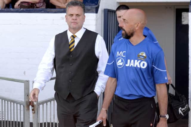 Gosport Borough boss Alex Pike, left    Picture: Paul Jacobs