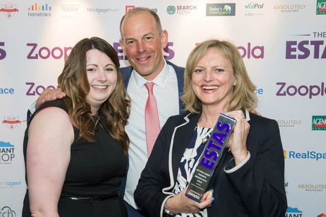Administration manager Megan Williams, television presenter Phil Spencer, and Jane Earley, owner of Robinson Reade, which won a gold award at the ESTAS
Picture: Simply Photography