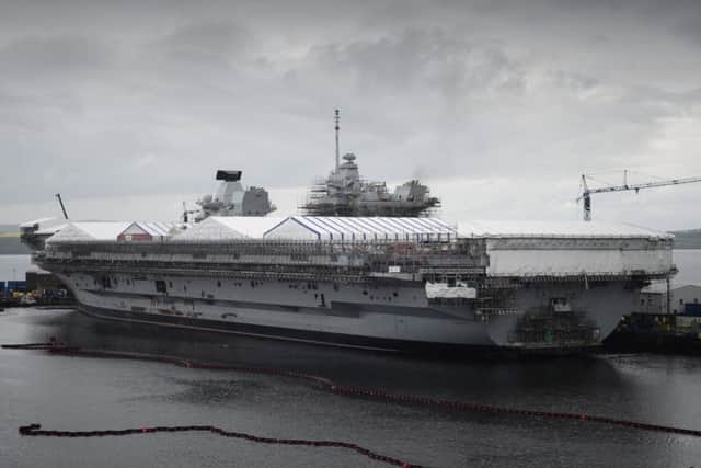 The Queen Elizabeth carrier nears completion in Rosyth Picture: John Linton/ACA