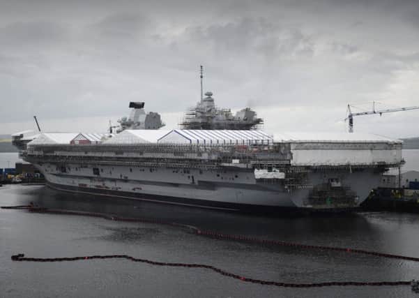 The Queen Elizabeth carrier nears completion in Rosyth Picture: John Linton/ACA