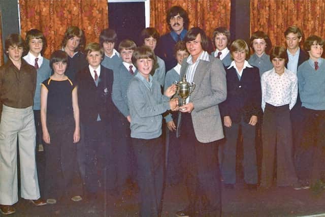 Bobby Stokes with the double-winning side of under-13s from Portchester Community School in 1977.
