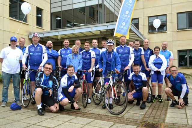 The riders from Zurich insurance - who are heading to Zurich. The team includes Bridget Colloby, Jason Foyle, Jon Willey, Danny Short, Eric Kwok, Dan Wilson, Darryl Willey, Arif Merali, David Haigh, Sarah House, Bridget Colloby, Paul Coulton, Tim Culling, Stephen Flack Day riders:  Stephen Bryans, Kristof Terryn, Vinny Patel, Peter Wilkes, Graham Ford, James Willcocks, Steve Hills, Alex Smith, Amy Wright, Mary-Anne Mcintyre, Nick Henderson, Phil Smart, Sam Tesch, Ramon Puig, James Hope, Gavin Lee, James Evans, Chris Tout, Philip Ost, Gareth McChesney, Chris Johnson, Laura McAlpine and Paul King