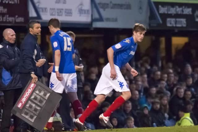 Adam Webster makes his Pompey debut against West Ham in January 2012, aged 17   Picture: Barry Zee
