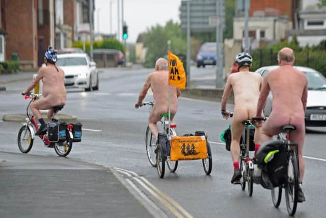 The 2016 naked bike ride begins outside The Mountbatten Centre in Portsmouth.