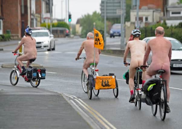 The 2016 naked bike ride begins outside The Mountbatten Centre in Portsmouth.