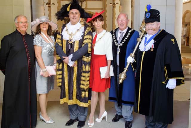 From the left are The Very Reverend David Brindley, Jo Ellcombe Deputy Lady Mayor, Cllr David Fuller Lord Mayor of Portsmouth, Leza Tremorin Lady Mayor, Ken Ellcombe Deputy Mayor and Alan Spencer.
Picture: Allan Hutchings (160419-019)