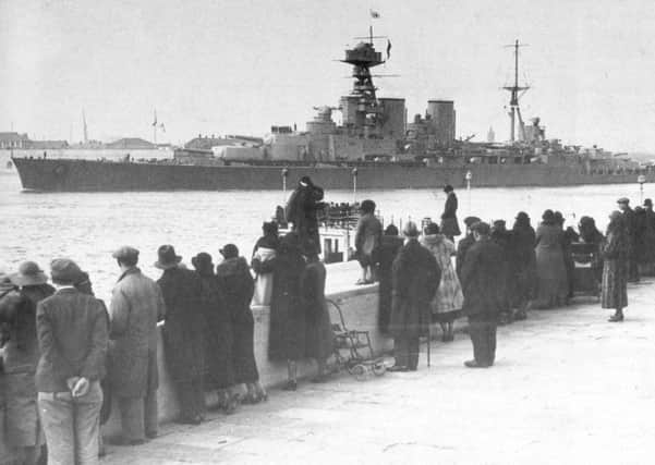HMS Hood leaves Portsmouth between the wars