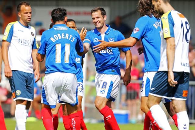 Michael Doyle netted Pompey's goal as Paul Cook's Blues began pre-season last year with a 1-1 draw at the Hawks Picture: Joe Pepler