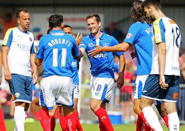 Michael Doyle netted Pompey's goal as Paul Cook's Blues began pre-season last year with a 1-1 draw at the Hawks    Picture: Joe Pepler