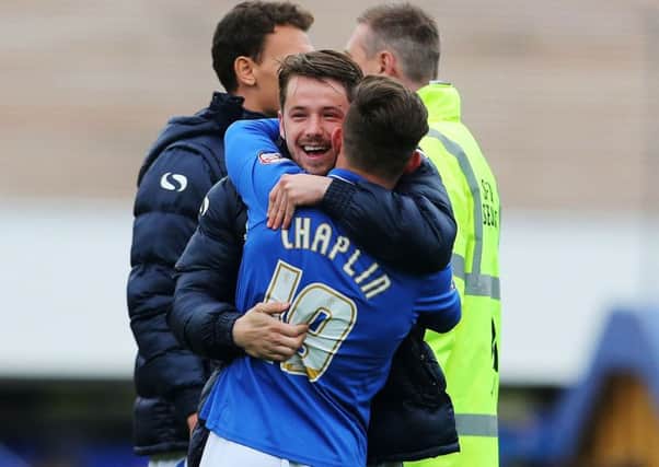 Marc McNulty with former Blues team-mate Conor Chaplin Picture: Joe Pepler