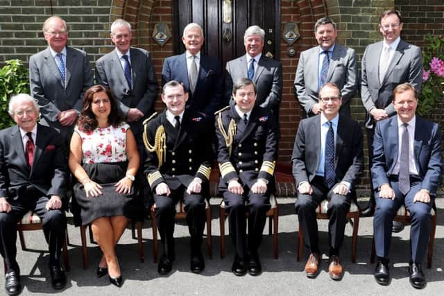 Back row left to right - Capt Worlidge LVO, Capt Ferguson, Commodore Shirley, Commodore Clayden, Commodore Thwaites, Commodore Slawson.
Front Row Left to right - Rear Admiral Lockyer MVO, Mrs Gulley, Captain Gulley, Second Sea Lord,Rear Admiral Latham CBE, Rear Admiral Rymer Picture: LA(Phot) Dave Jenkins