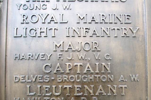 Major Francis Harvey's name recorded on the Chatham naval memorial