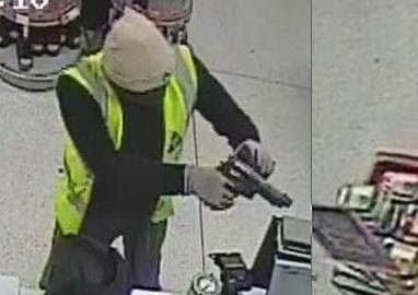 CCTV images following an armed robbery at the Co-Op store on the corner of White Dirt Lane and Drift Road in Clanfield