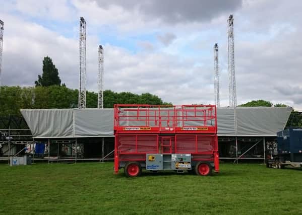 The stage being built for the Mutiny Festival at the King George V playing fields in Cosham