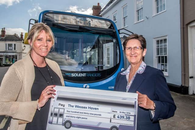 Wessex Haven community fundraiser Heidi Rehman with Chrissie Bainbridge, the business performance director of First Hampshire
