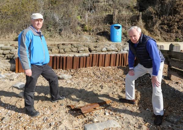 Tony Pepper, 69, left, who owns a beach hut at Hill Head and Bill Hutchison, 73, chairman of Hill Head Residents Association.

Picture: Sarah Standing (160498-5934)