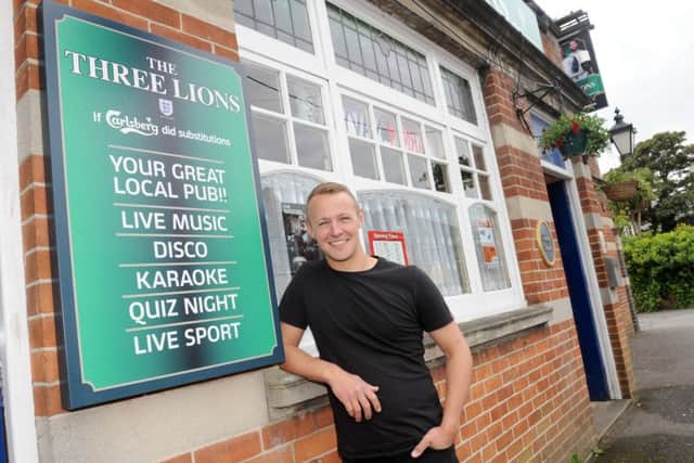 The Three Tuns in Elson, has changed their pub name to The Three Lions in support of the UEFA EURO 2016.Pictured is: Landlord Mark Nixon (30). Picture: Sarah Standing (160739-415)