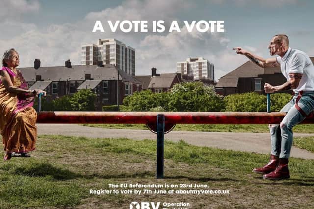 The controversial Operation Black Vote poster