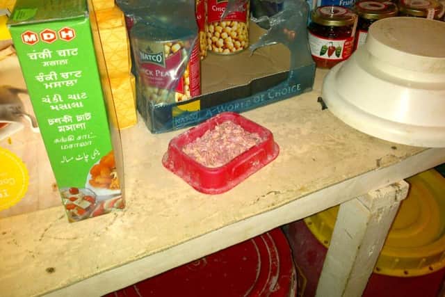 Rodent bait close to food