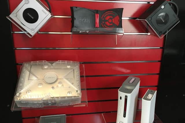 The Nintendo Gamecube, Xbox, Mattel HyperScan, Xbox 360 on show at The Future of the Past exhibit at Portsmouth City Museum