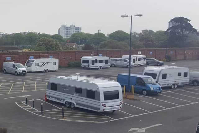 Travellers at D-Day Museum car park in Portsmouth on Saturday, May 28