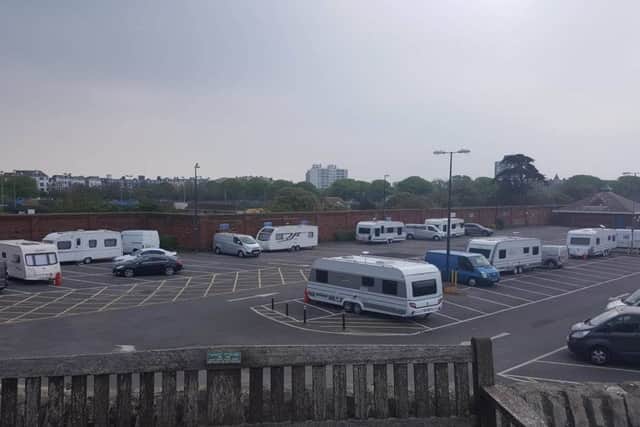 Travellers at D-Day Museum car park in Portsmouth on Saturday, May 28