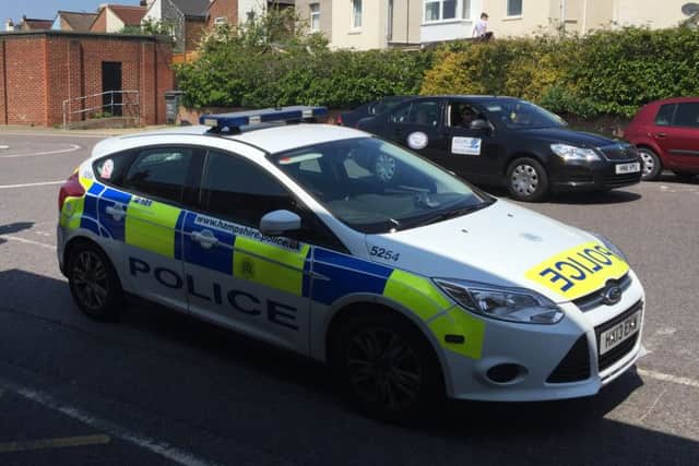 Hampshire police at Fratton train station after a man fell on the tracks