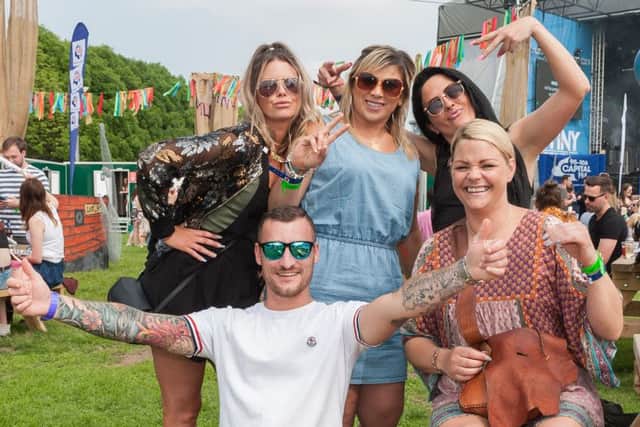(Front Row - LtoR) Dan Smith, a DJ at the event and Kelly Eastwood with (Back Row - LtoR) Kayleigh Duff, Katie Lilley and Stacey Burckett. Picture: Keith Woodland